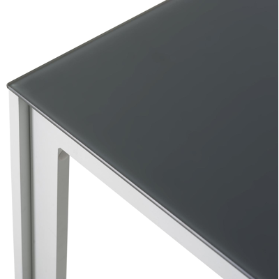 Table de jardin Caldela en aluminium blanc et verre gris - Lg 200 x Larg. 90 x H 75 cm
