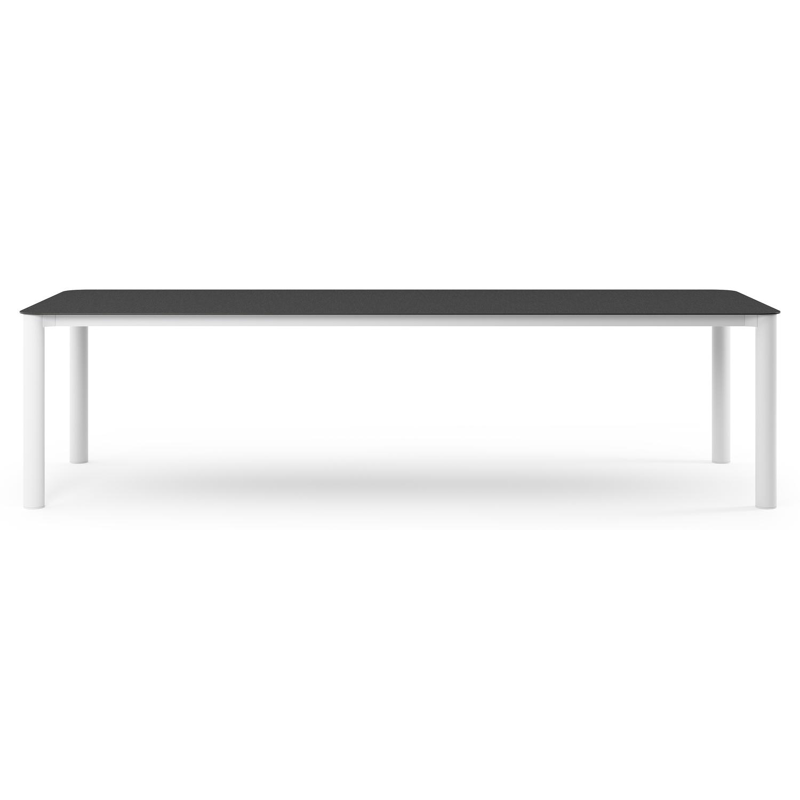 Table de jardin Orso rectangulaire arrondi en aluminium blanc et céramique pleine Nero Black - Lg. 290 x Lrg. 110 x Haut. 73.5 cm