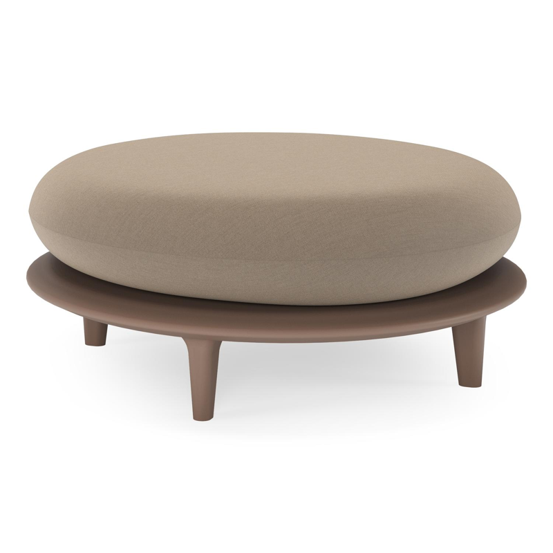 Bomero poef in taupe aluminium met natte heather grey all weather sunbrella® luxe kussen