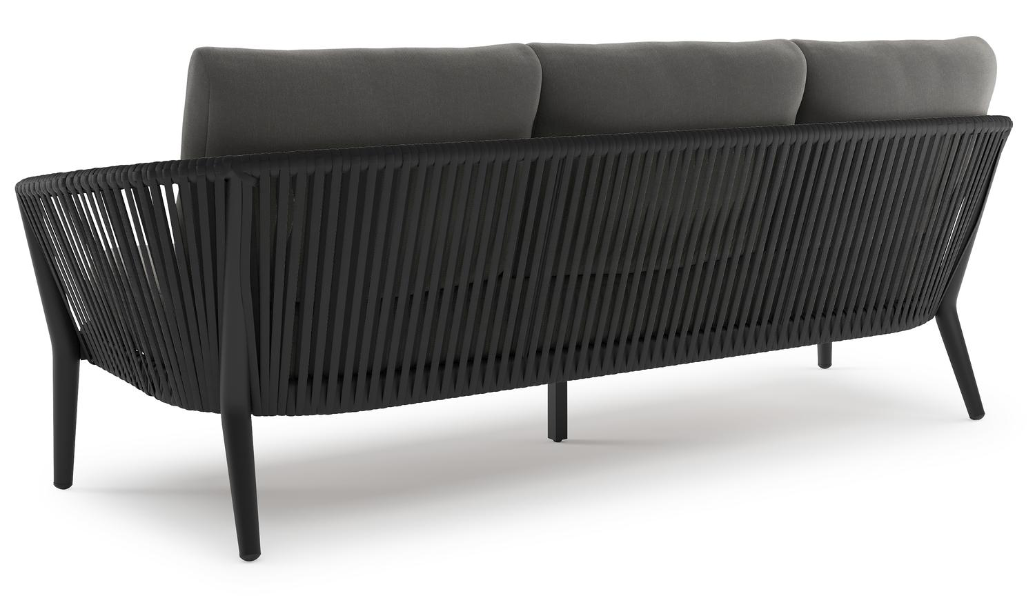 ORSO ALU 3+1+1 ALU ZWART+ROPE ZWART + AW SUNBRELLA LUXE KUSSENS NATTE CHARCOAL CHINE