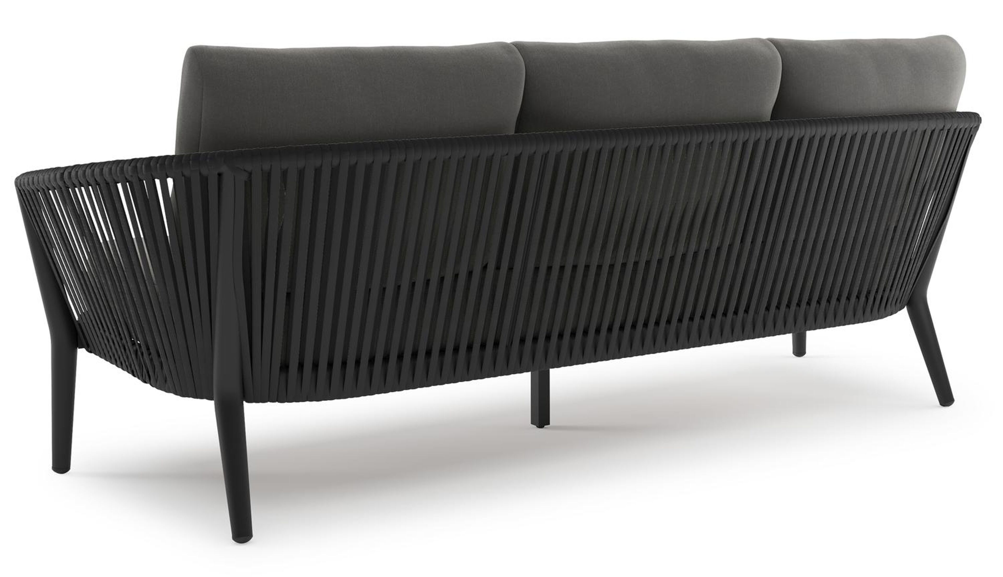 ORSO ALU 3+1+1 ALU ZWART+ROPE ZWART + AW SUNBRELLA LUXE KUSSENS NATTE CHARCOAL CHINE