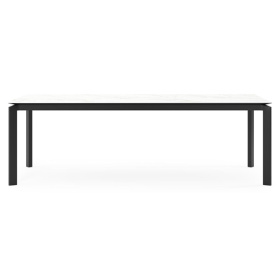 Table de jardin Cirello rectangulaire en aluminium noir et céramique pleine Calacatta - Lg. 240 x Lrg. 100 x Haut. 75 cm