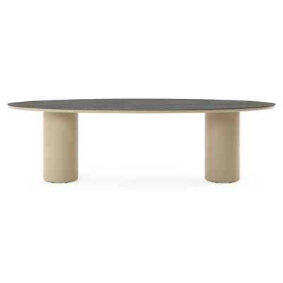 Amico tuintafel ovaal in beige aluminium en volkeramiek Black Obsession - L 260 x B 125 x H 73.5 cm