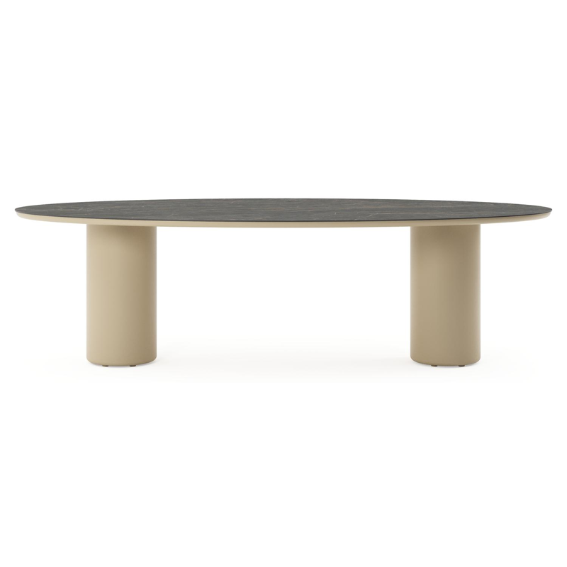 Amico tuintafel ovaal in beige aluminium en volkeramiek Black Obsession - L 260 x B 125 x H 73.5 cm