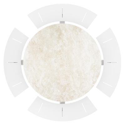Rondino picknicktafel rond in wit aluminium en volkeramiek Rapolano dia. 148 cm