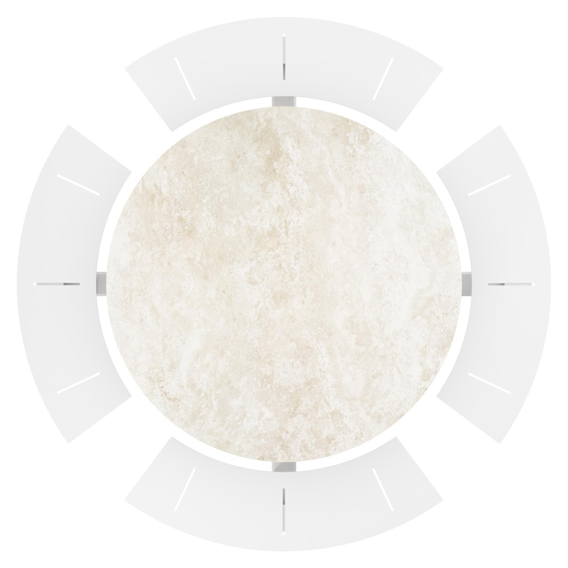 Table de pique-nique Rondino ronde en aluminium blanc et céramique pleine Rapolano Diam. 148 cm