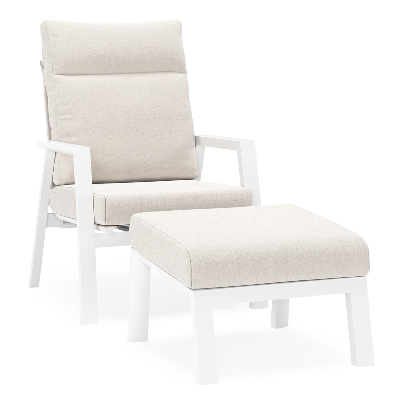 Fauteuil de jardin Mismo en aluminium blanc avec coussins en weather+ softtouch beige