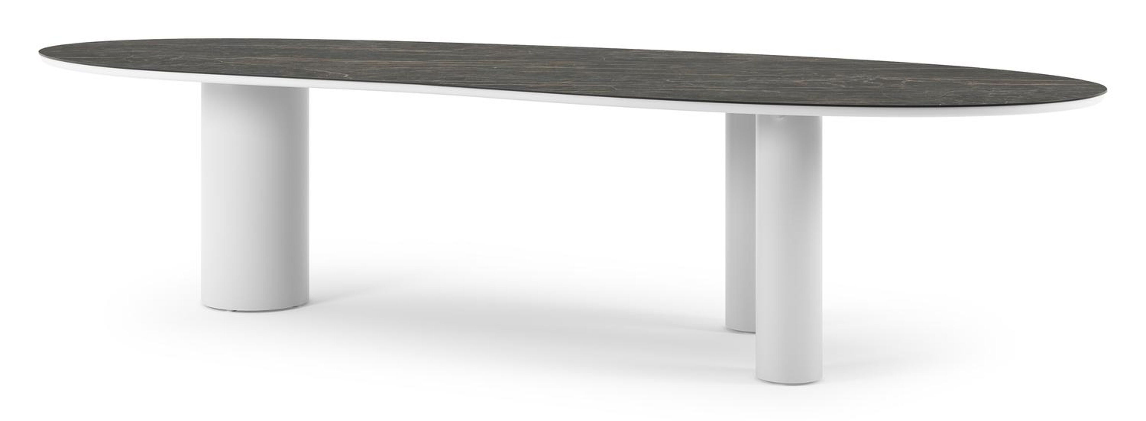 Organo tuintafel organisch in wit aluminium en volkeramiek Black Obsession - L 320 x B 120 x H 74 cm