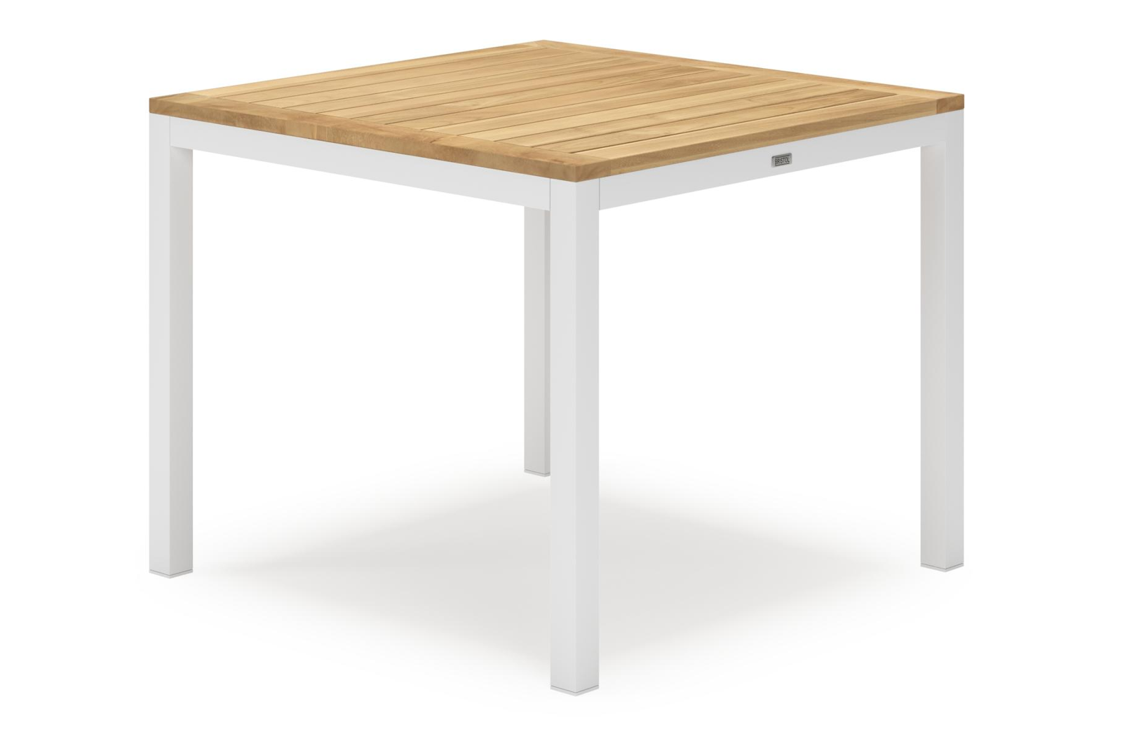 Feltro tuintafel in wit aluminium en teak naturel - L 92 x B 92 x H 73 cm