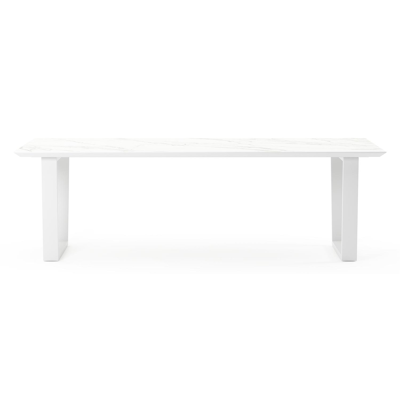 Pagino tuintafel in wit aluminium en volkeramiek calacatta - L 240 x B 100 x H 74,5 cm
