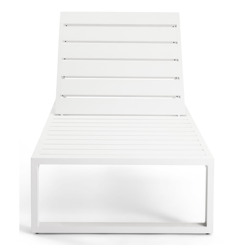 Set van 2 verstelbare Verato ligbedden in wit aluminium met wit aluminium bijzettafel