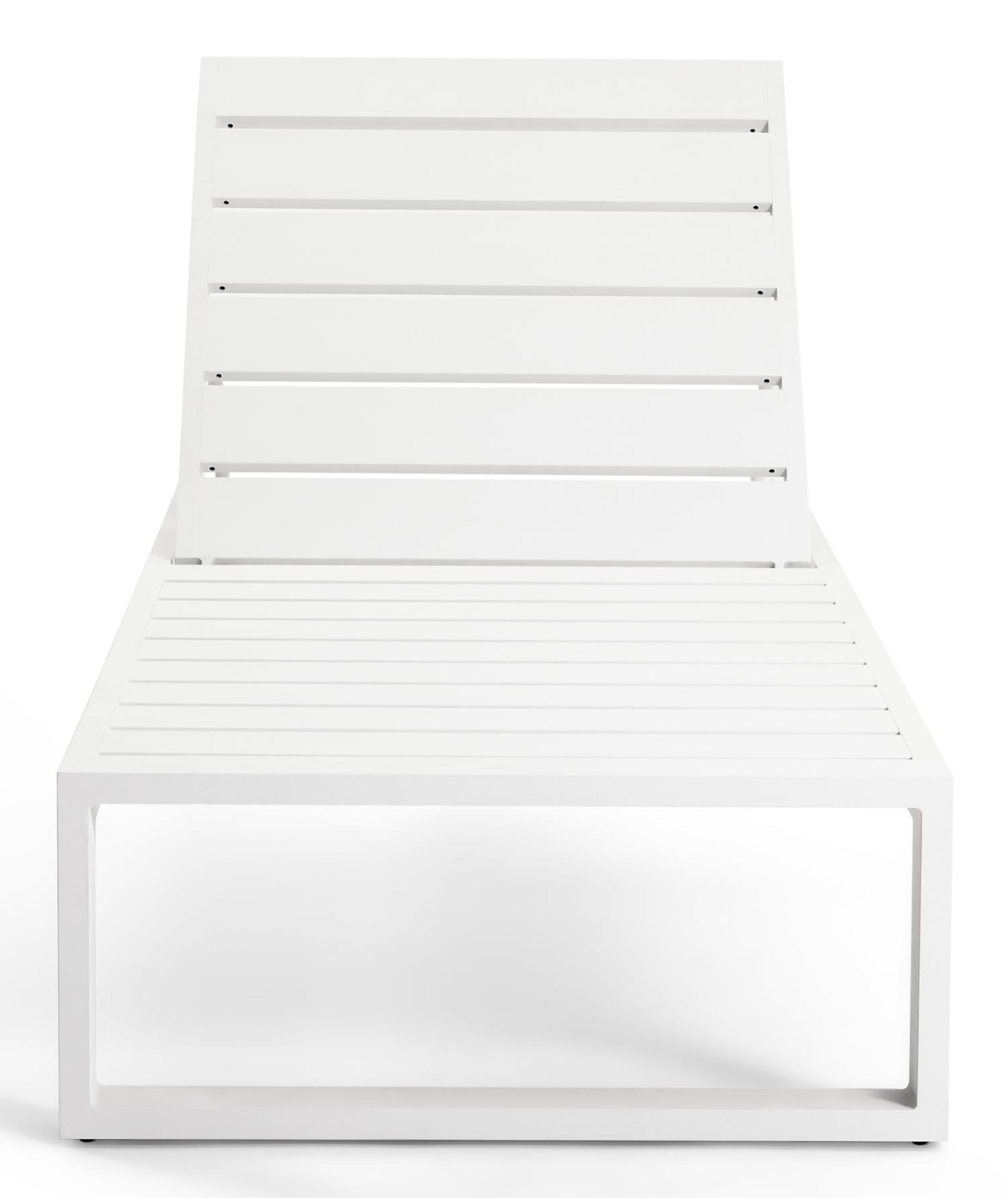 Set van 2 verstelbare Verato ligbedden in wit aluminium met wit aluminium bijzettafel