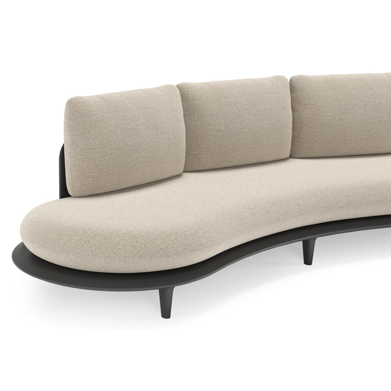Bomero loungebank in zwart aluminium met catania greige all weather cosytica kussen