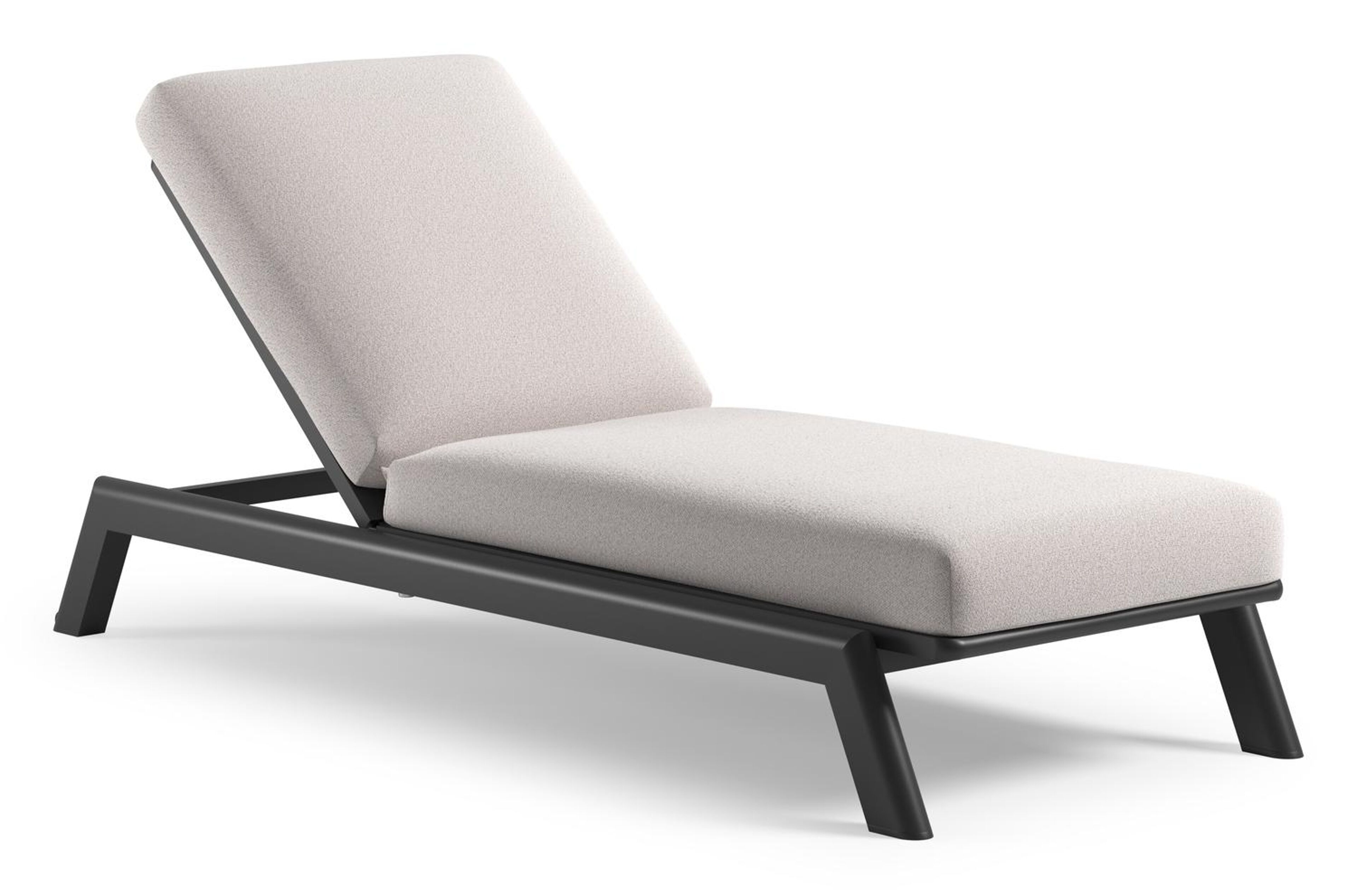 Cirello verstelbaar ligbed met pompsysteem in zwart aluminium met ego eggshell all weather Solica kussen