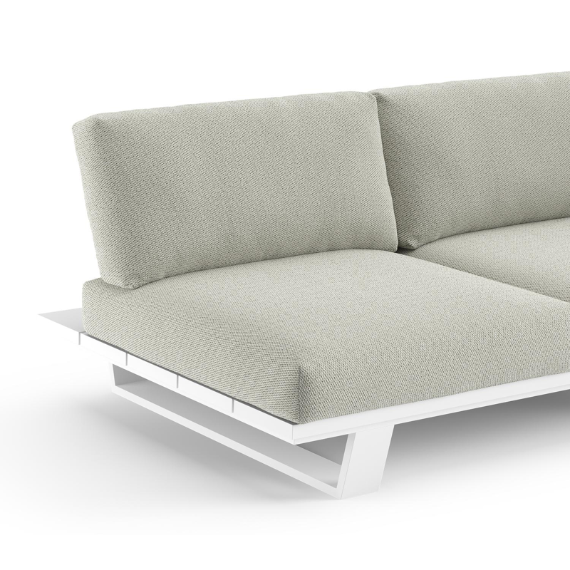 Pagino loungebank in wit aluminium met lopi bud all weather sunbrella® luxe kussen