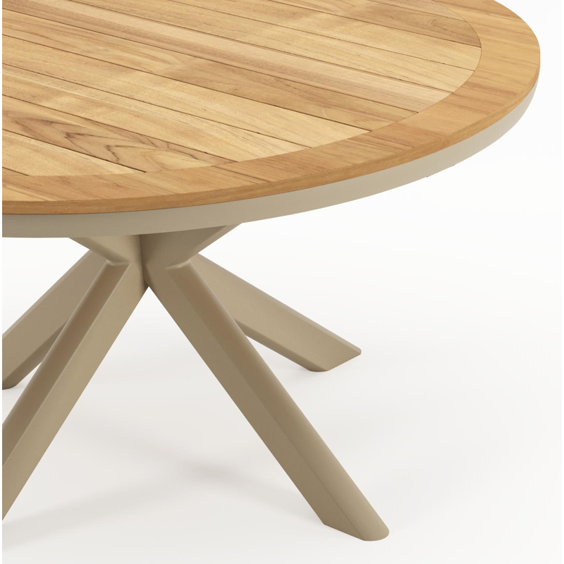 Pamplona tuintafel rond in beige aluminium en sintered stone Naturel - Dia. 140.4 x H 73.5 cm