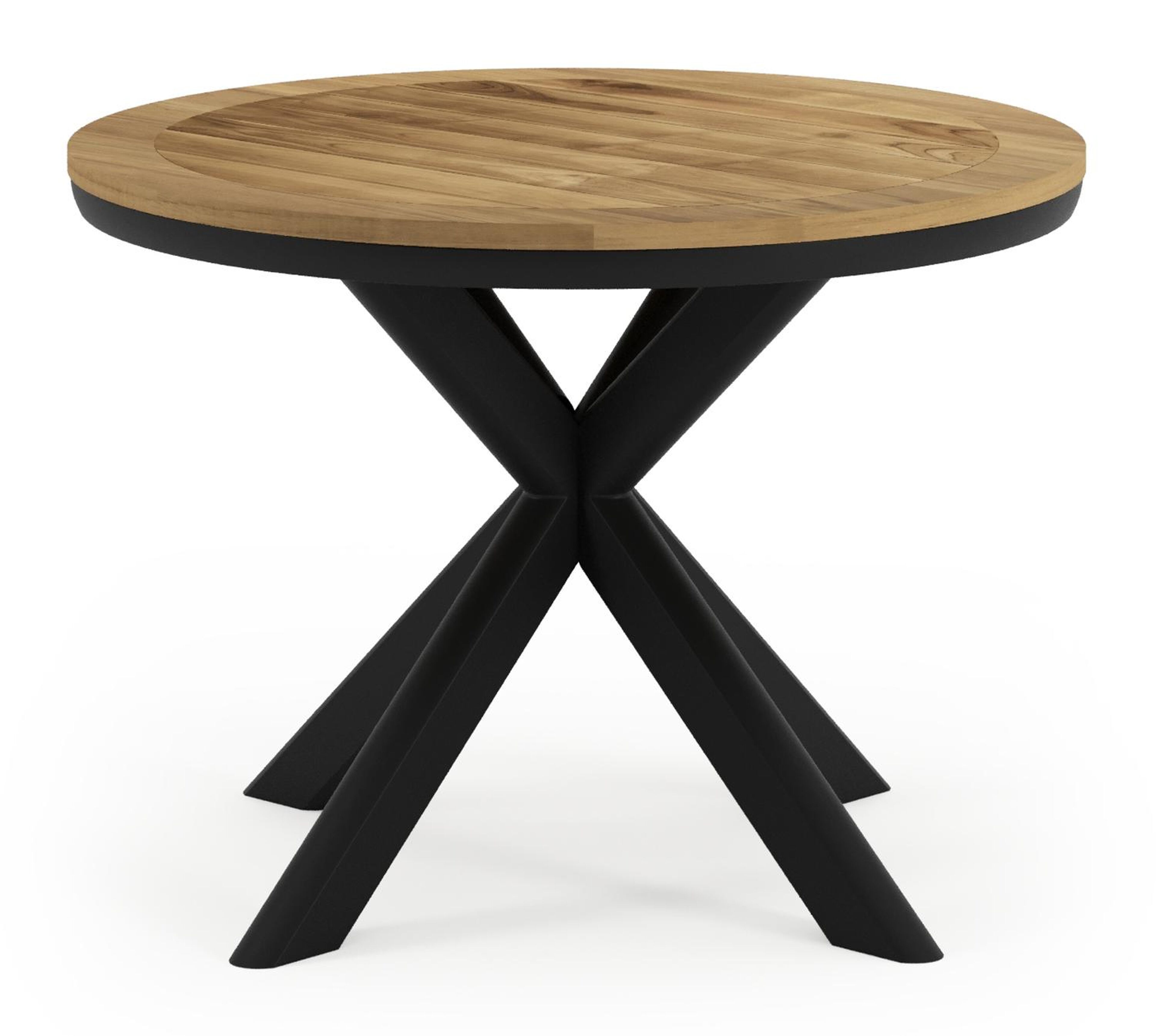 Pamplona tuintafel in zwart aluminium en teak - Dia. 105 x H 72 cm