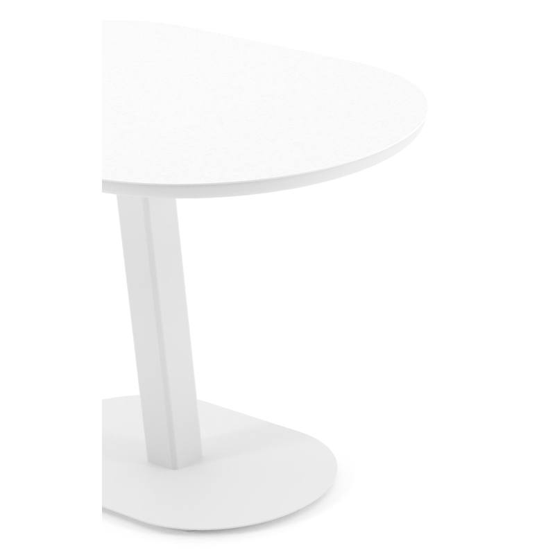 Table de jardin Teramo inclinable bombo en aluminium blanc et céramique pleine Arctic White - Lg. 110 x Lrg. 70 x Haut. 73.7 cm