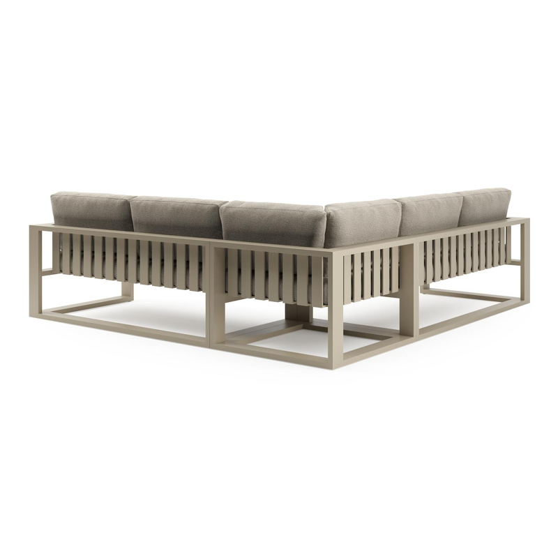 Verato loungehoek in beige aluminium met catania beige all weather cosytica kussen