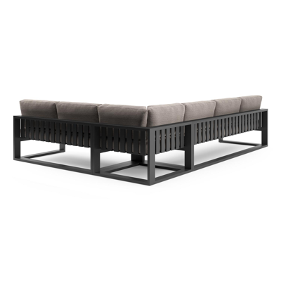 Verato loungehoek in zwart aluminium met wander granite all weather sunbrella® luxe kussen