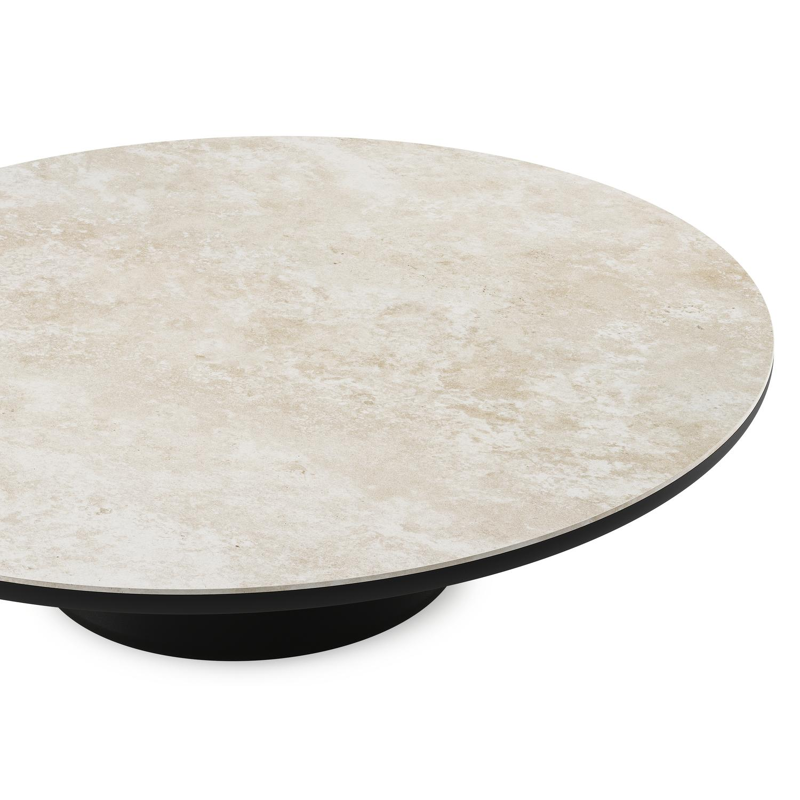 Amico loungetafel rond in zwart aluminium en volkeramiek Rapolano - Dia. 110 x H 28 cm
