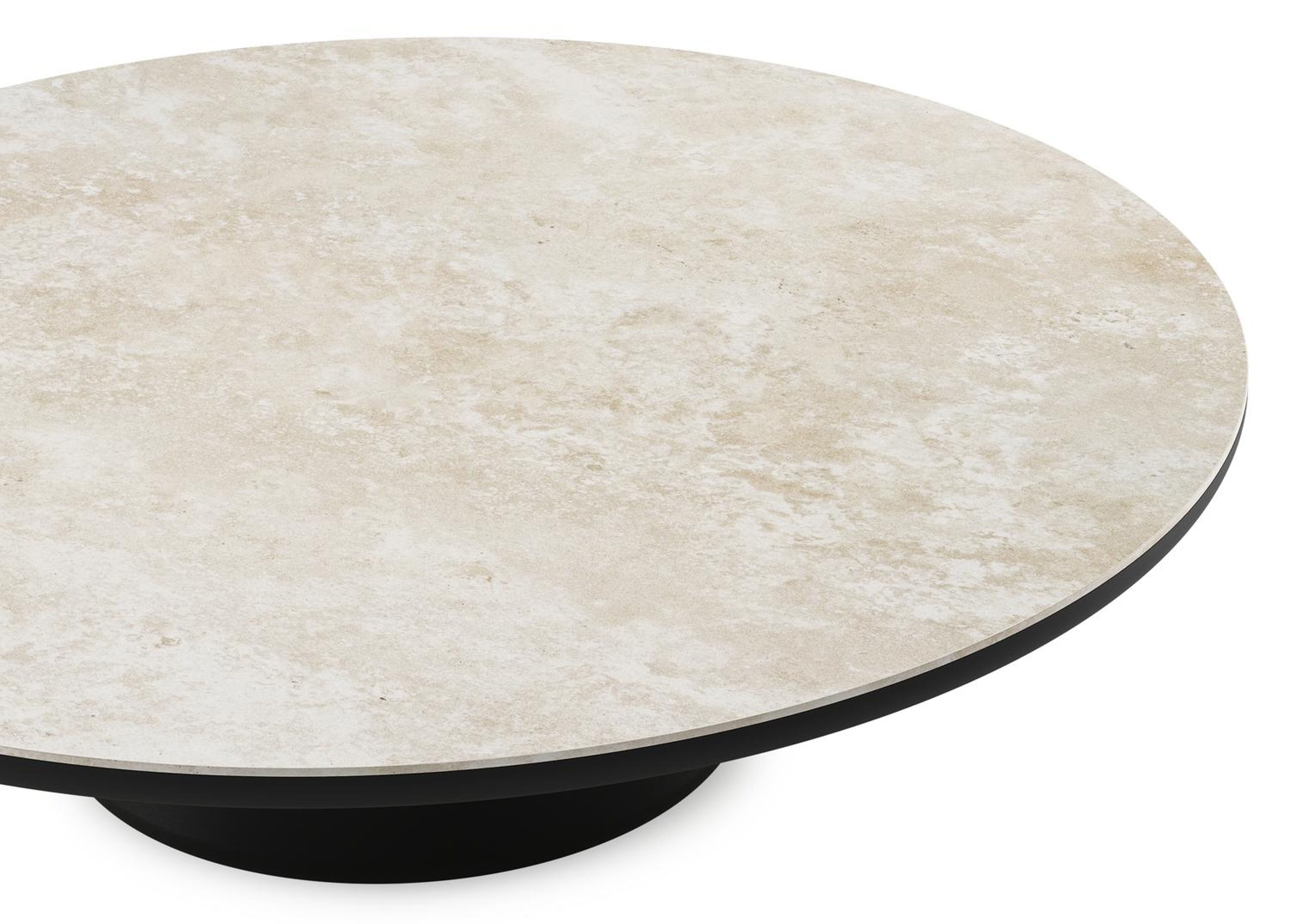 Table de basse Amico ronde en aluminium noir et céramique pleine Rapolano - Diam. 110 x Haut. 28 cm