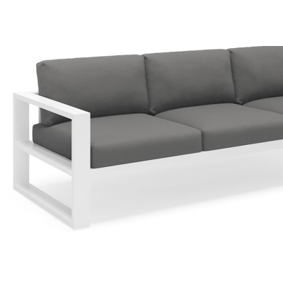 Verato loungebank 3-zit in wit aluminium met natte charcoal chine all weather sunbrella® luxe kussen