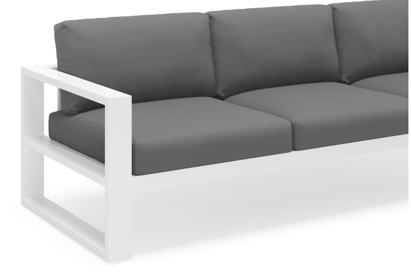 Verato loungebank 3-zit in wit aluminium met natte charcoal chine all weather sunbrella® luxe kussen