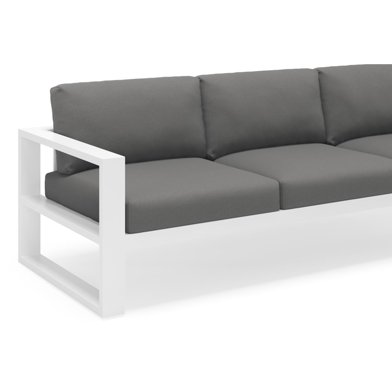 Verato loungebank 3-zit in wit aluminium met natte charcoal chine all weather sunbrella® luxe kussen