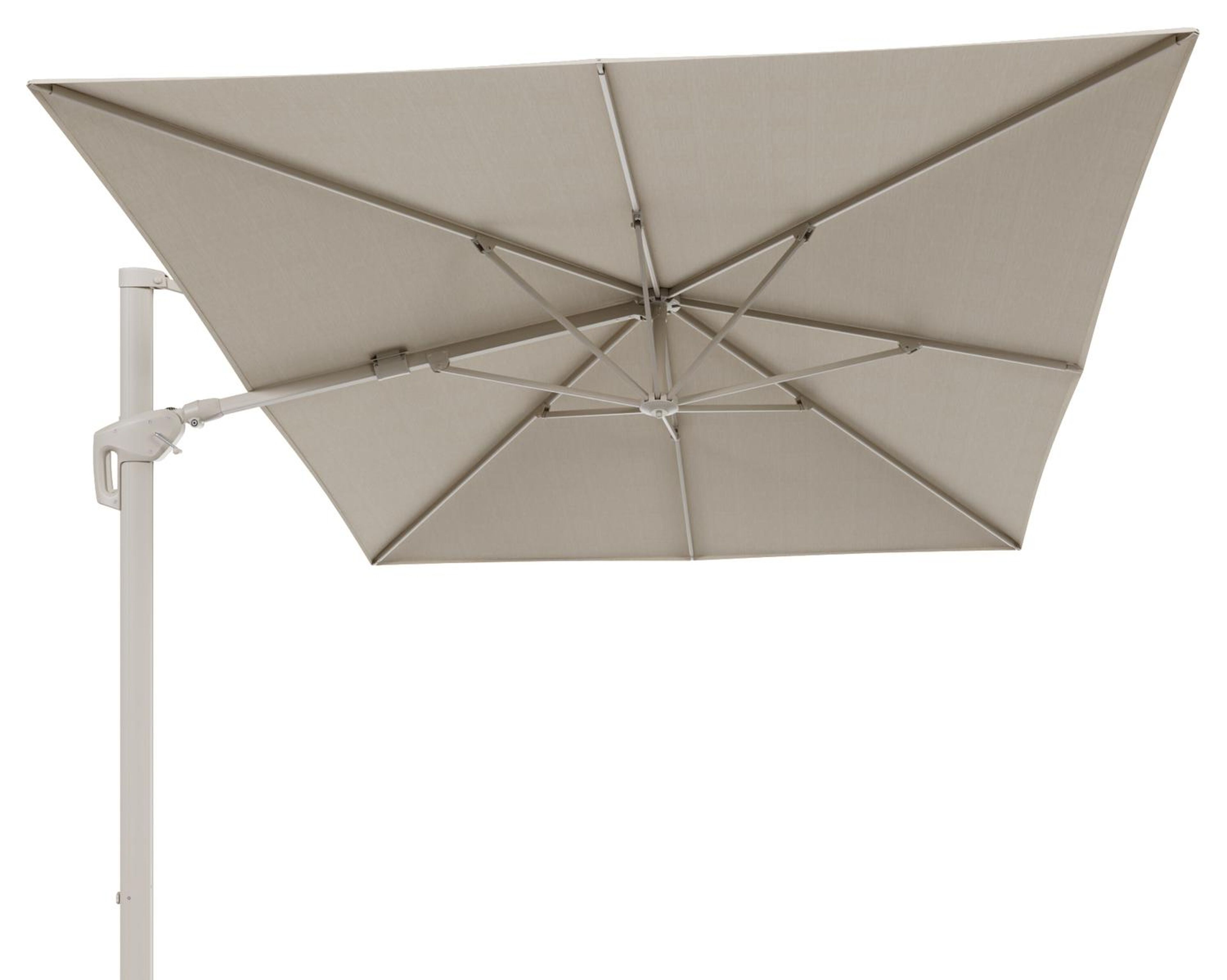 Minore zweefparasol met tiltfunctie in beige aluminium en All Weather Sunbrella Premium beige parasoldoek - L 400 x B 300 cm (zonder voet)