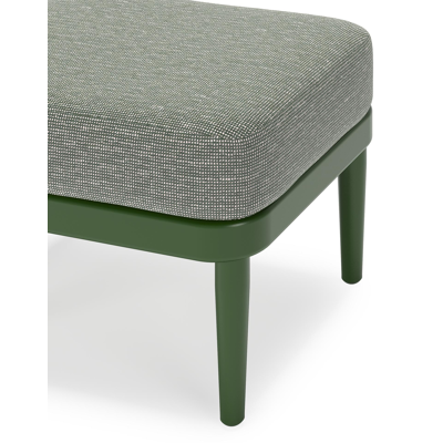 Orso poef in groen aluminium met Slow Fern all weather sunbrella® luxe kussen