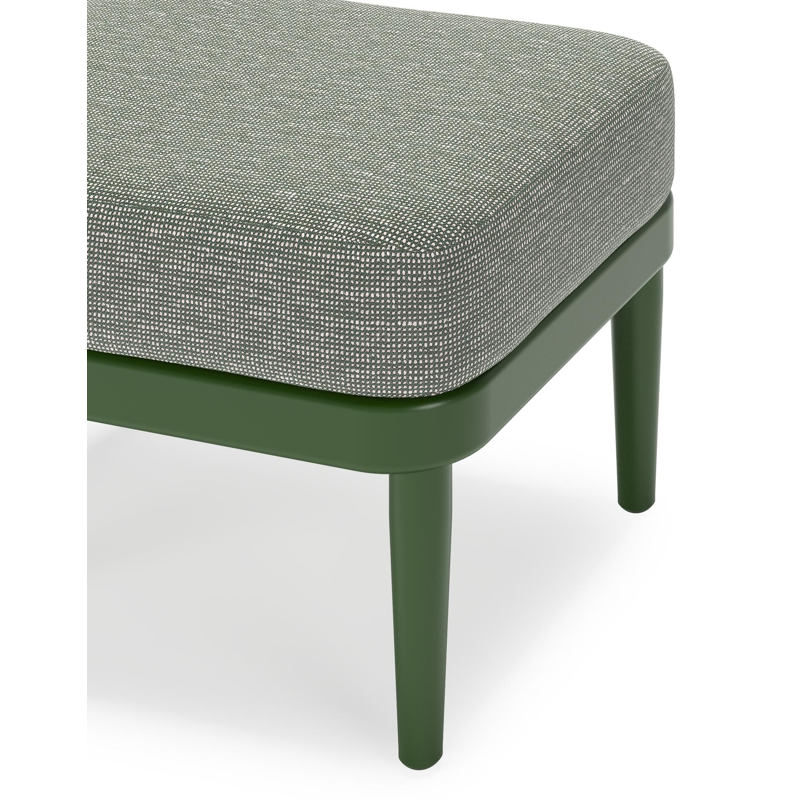 Orso poef in groen aluminium met Slow Fern all weather sunbrella® luxe kussen