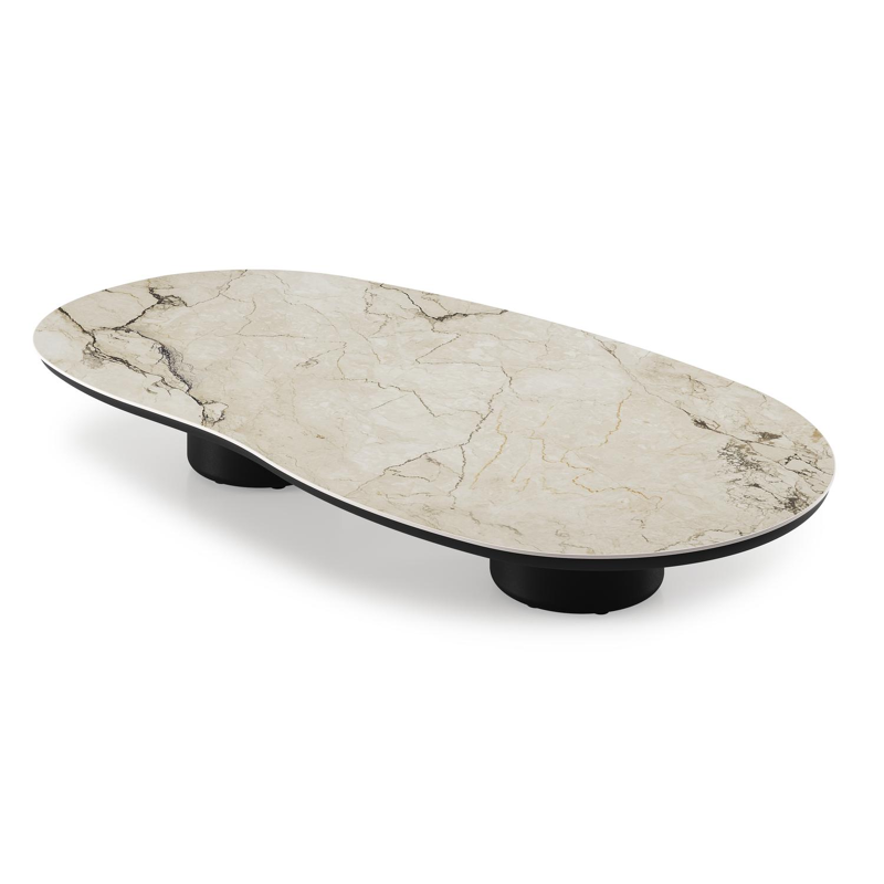 Amico loungetafel organisch in zwart aluminium en volkeramiek Colorado Dunes - L 170 x B 91 x H 25 cm