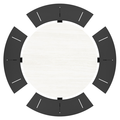 Rondino picknicktafel in zwart aluminium en volkeramiek calista tafelblad - Dia. 148 x H 71.5 cm