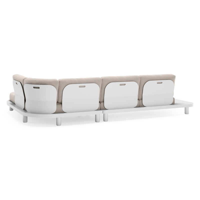Donato loungehoek in wit aluminium met all weather sunbrella® luxe Slow Farafra kussen