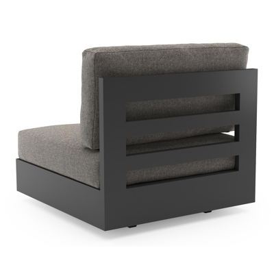 Como loungestoel in zwart aluminium met chartres drizzle all weather sunbrella® luxe kussen