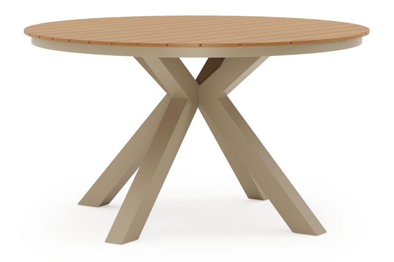 Tora tuinset in beige aluminium en polywood met 4 Paco tuinstoelen