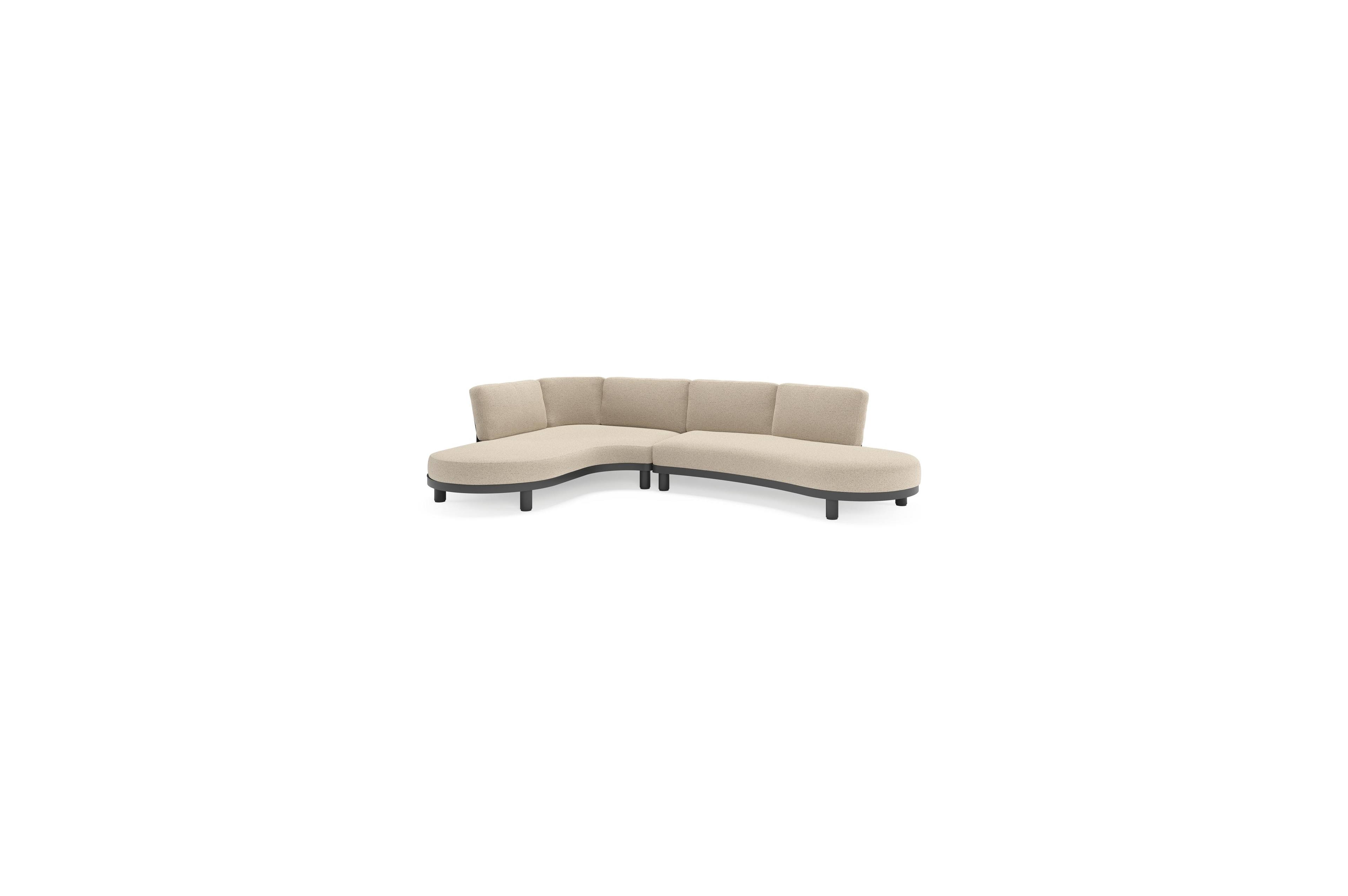 Donato loungehoek in zwart aluminium met all weather cosytica Marbella Beige kussen