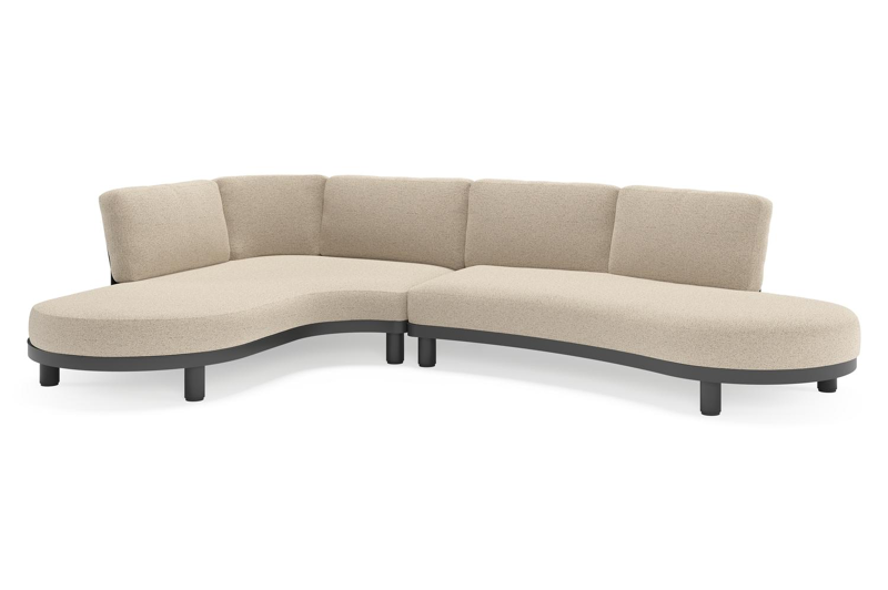 Donato loungehoek in zwart aluminium met all weather cosytica Marbella Beige kussen