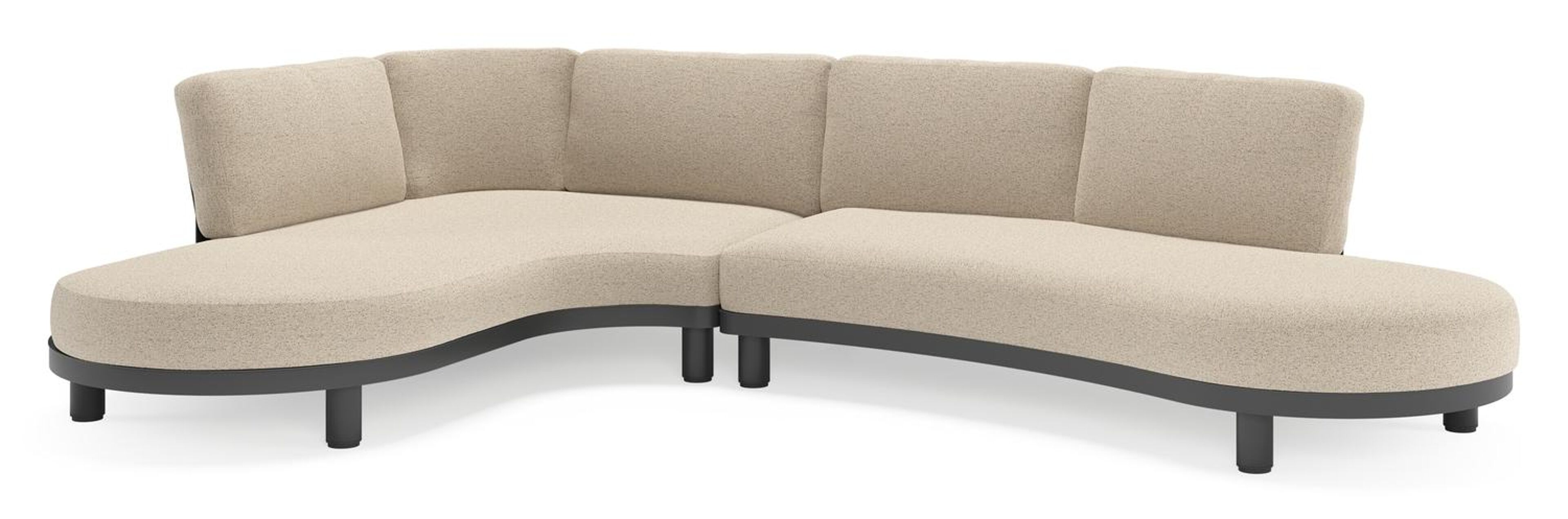 Donato loungehoek in zwart aluminium met all weather cosytica Marbella Beige kussen