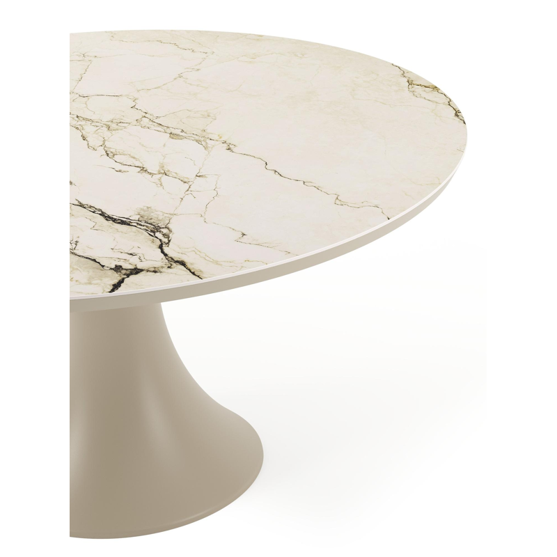 Fano tuintafel rond in beige aluminium en volkeramiek Colorado Dunes Dia. 148 x H 75 cm