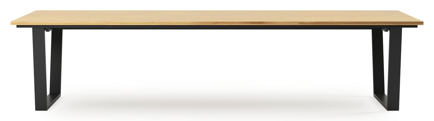 Pagino tuintafel rechthoekig in zwart aluminium en teak - L 340 x B 110 x H 73,5 cm