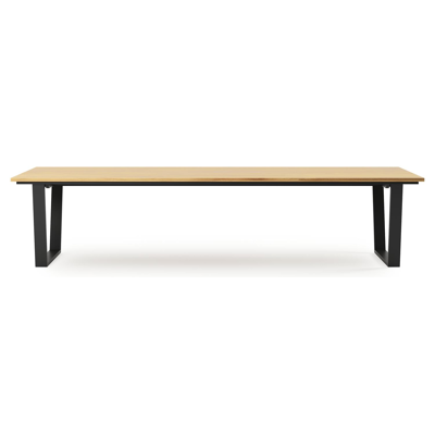 Pagino tuintafel rechthoekig in zwart aluminium en teak - L 340 x B 110 x H 73,5 cm