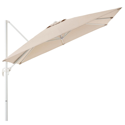 Calpe zweefparasol in wit aluminium met beige weather+ softtouch parasoldoek - L1 270 x L2 270 cm (zonder voet)