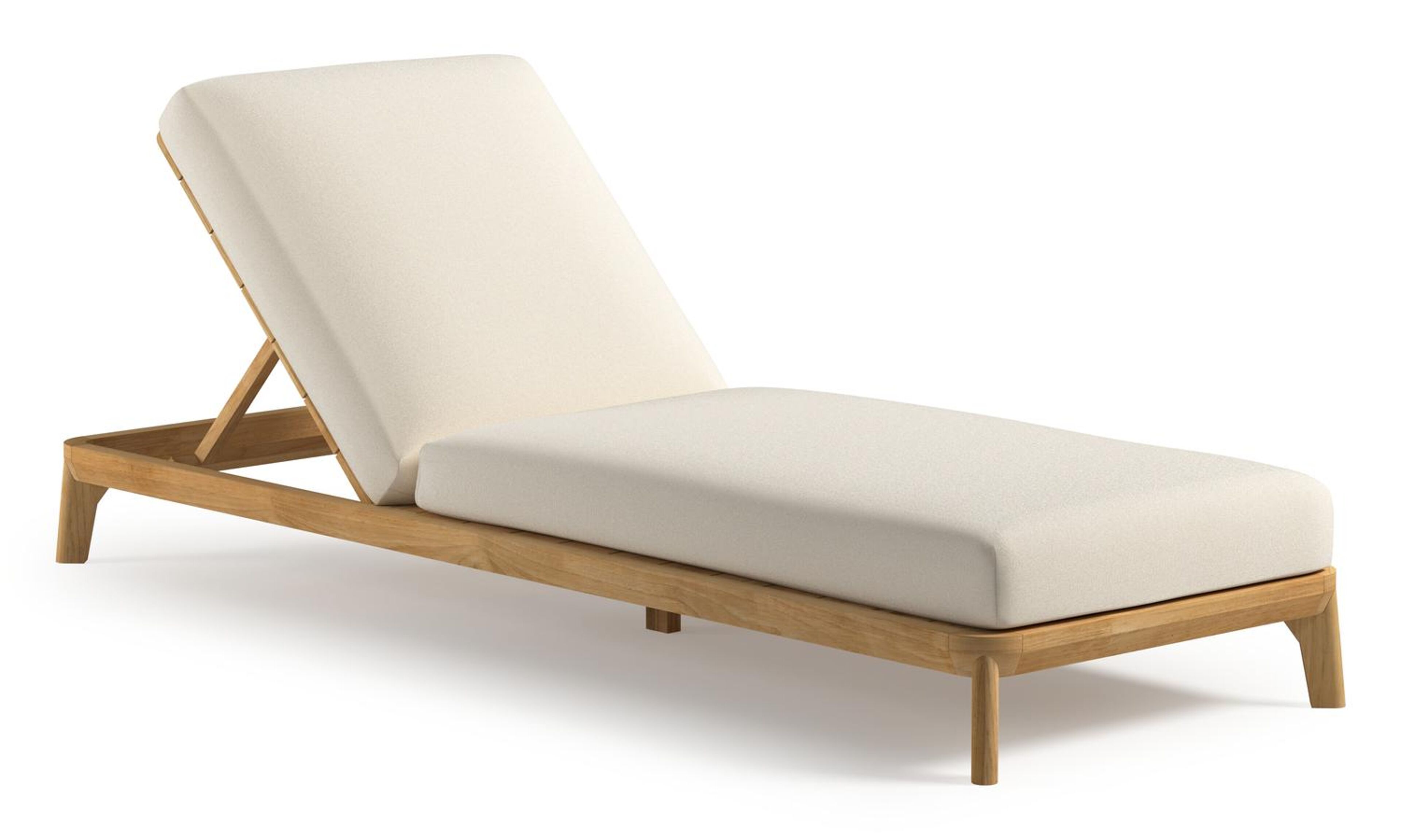 Orso verstelbaar ligbed in teak met natte white all weather Sunbrella® luxe kussen