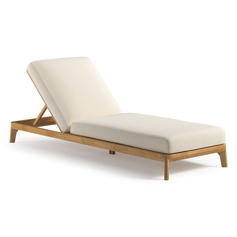 Orso verstelbaar ligbed in teak met natte white all weather Sunbrella® luxe kussen