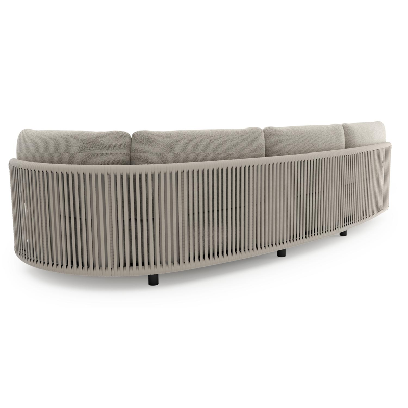 Lomano loungebank in zwart aluminium en beige verticaal geweven luxe vlakke rope met firenze sand all weather solica kussen