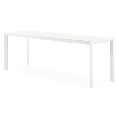 Malito tuintafel rechthoekig in wit aluminium en volkeramiek calista - L 220 x B 70 x H 75 cm