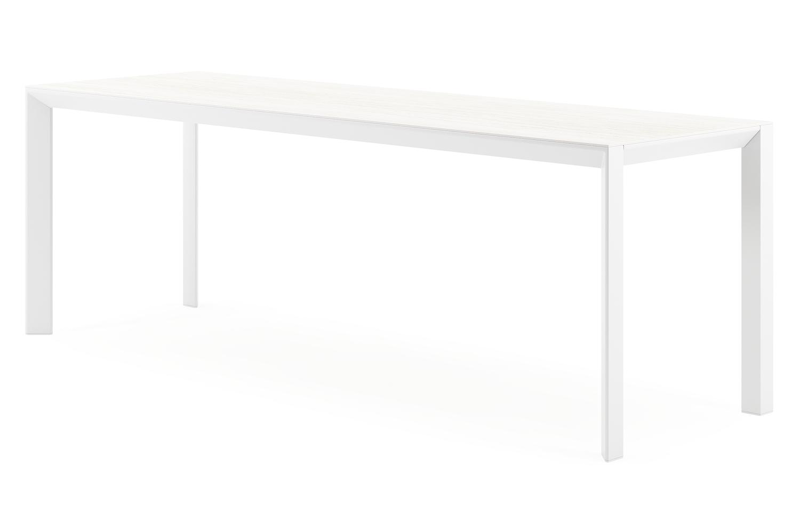 Malito tuintafel rechthoekig in wit aluminium en volkeramiek calista - L 220 x B 70 x H 75 cm