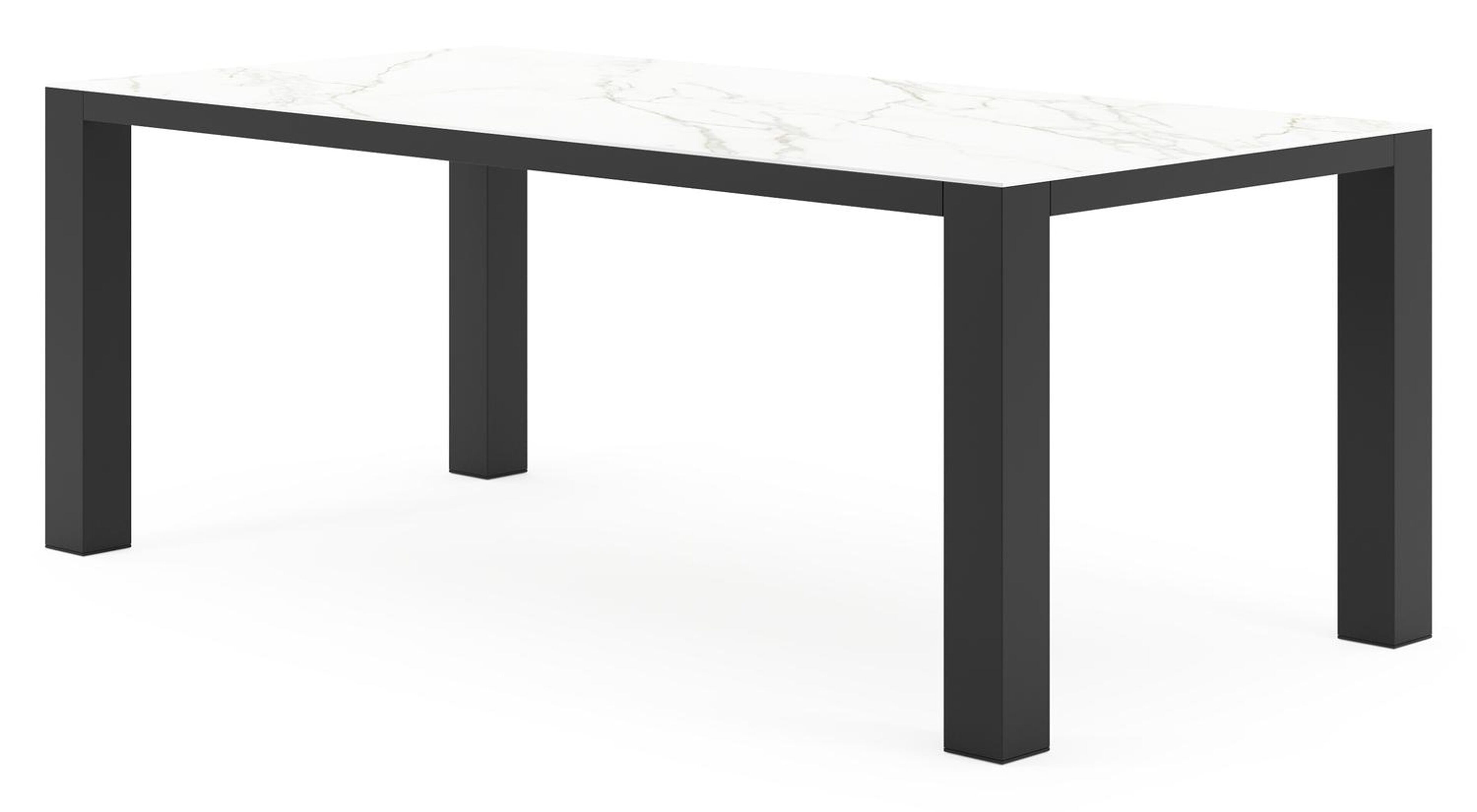 Nano tuintafel rechthoekig in zwart aluminium en volkeramiek Calacatta - L 200 x B 100 x H 75 cm